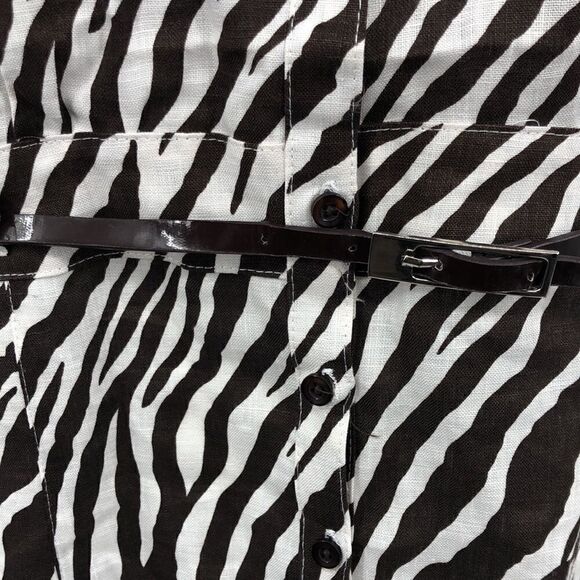 Tweeds large linen zebra print belted top - Picture 3 of 5